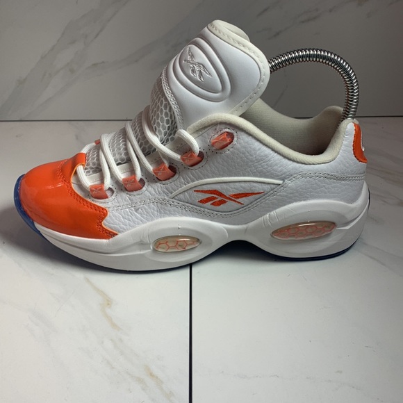 REebok Question Low Patent Orange GS FY2344 White Vivid Orange Size 5 - Picture 4 of 11